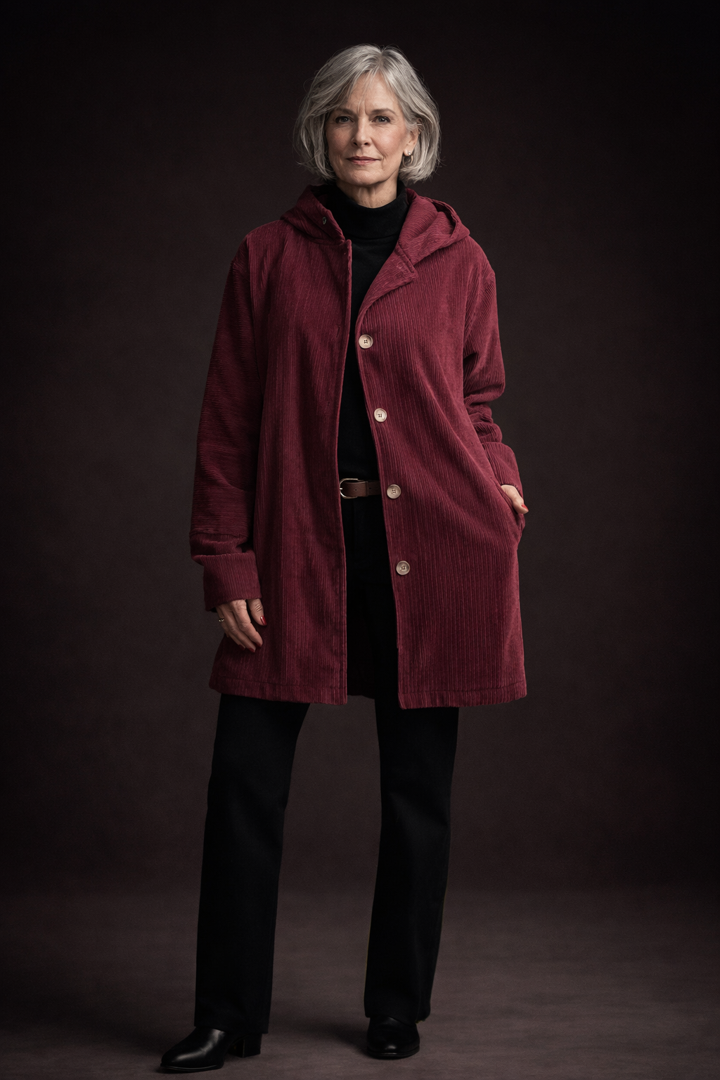 Stella - Pohodlná sametová bunda s kapucí